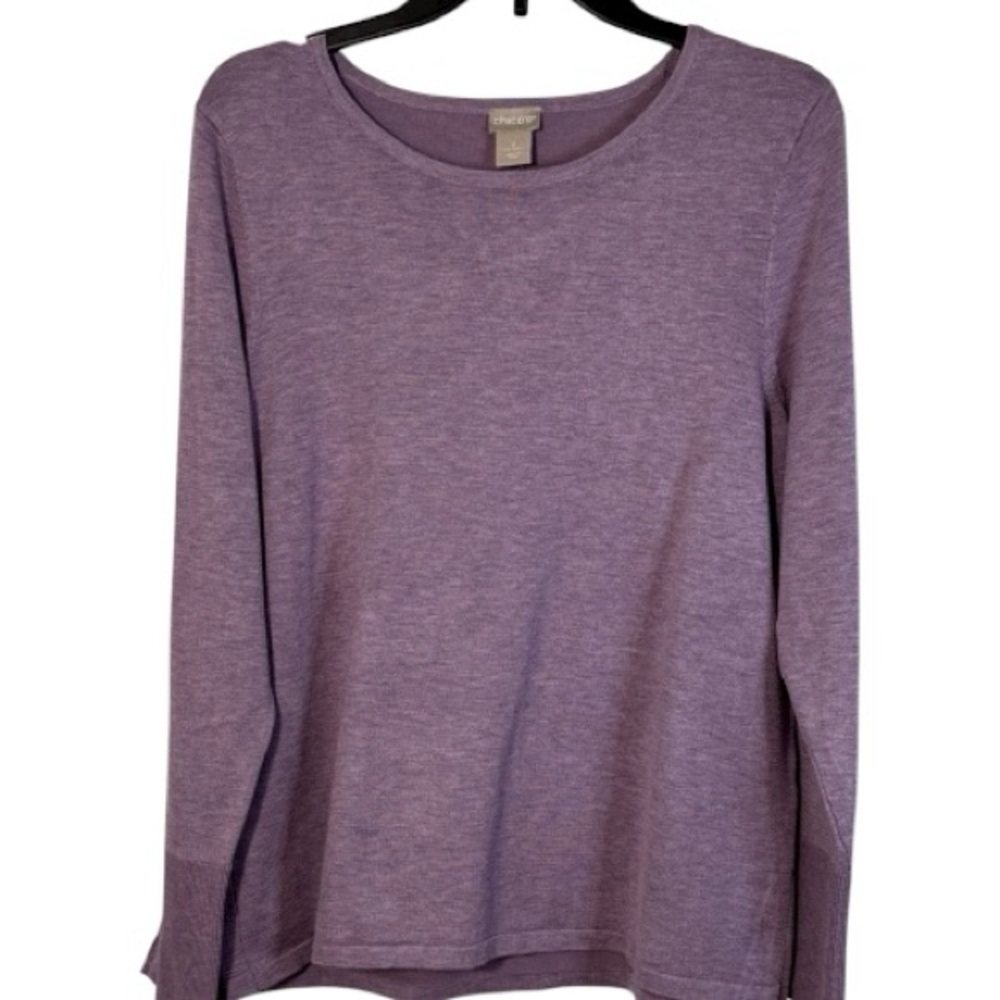 Chico's Sweater Purple Knit Long Sleeve w/ Button Detail in Size 2 (L/12)‎  NWT